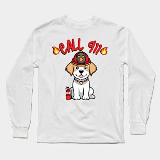 Funny Happy Dog is a firefighter Long Sleeve T-Shirt